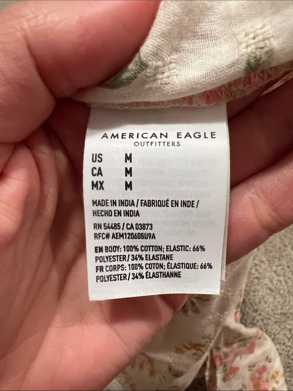 American Eagle Outfitters White Floral Print Smocked V-Neck Peplum Top M - Picture 6 of 7